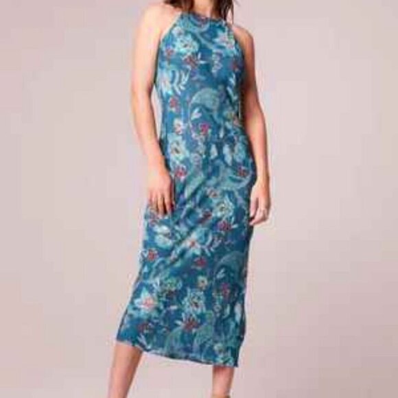 NWT Band Of The Free Audette Teal Floral Halter Midi Dress - Picture 5 of 16